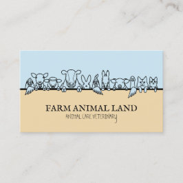 Cartão De Visita Blue Beige Fazenda Animal Watch Veterinary