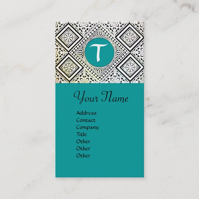 CARTÃO DE VISITA BLUE BLACK E WHITE ROMAN EAGLE MONOGRAMA (Frente)