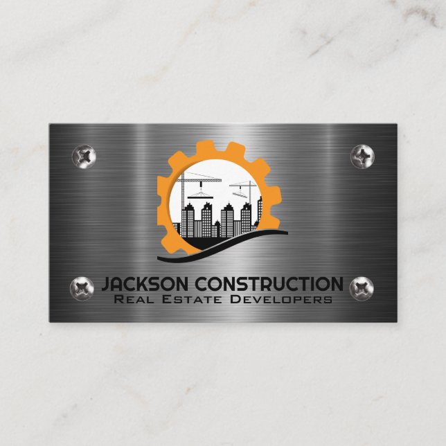 Cartão De Visita Blue Collar Construction | Construtor | Propriedad (Frente)