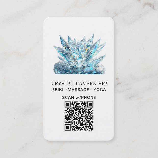 Cartão De Visita *~* Blue Cosmic Sparking Magic Crystal QR (Frente)