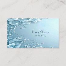 Blue Decorative Floral Business Card