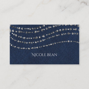 Cartão De Visita Blue Denim & Diamantes Faux Bling