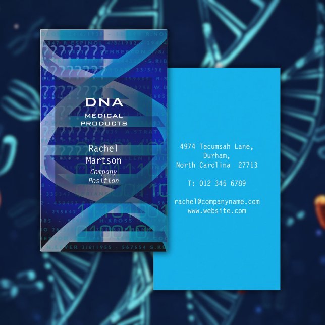 Cartão De Visita Blue DNA Medical Science Modern (Blue DNA Medical Science Modern Business Card)