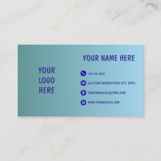 Cartão De Visita Blue Gradient Minimal Logo Business Card