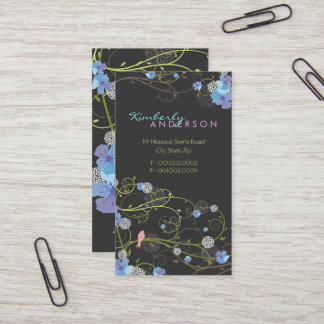 Cartão De Visita Blue Hibiscus Swallow Birds Elegante Floral Garden