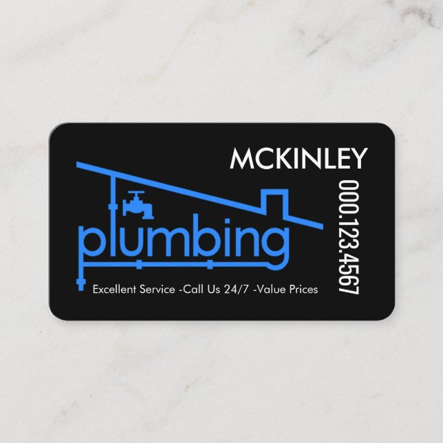 Cartão De Visita Blue Home Plumbing Pipeline Plumber Repair (Frente)