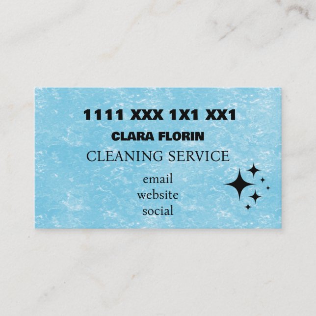 Cartão De Visita Blue Marble Cleaning Service (Frente)
