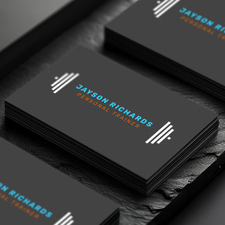 Cartão De Visita Blue/Orange Bold Barbell Personal Trainer Simple