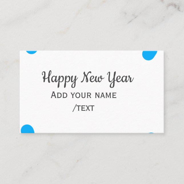 Cartão De Visita Blue polkadots happy new year add name messasimple (Frente)