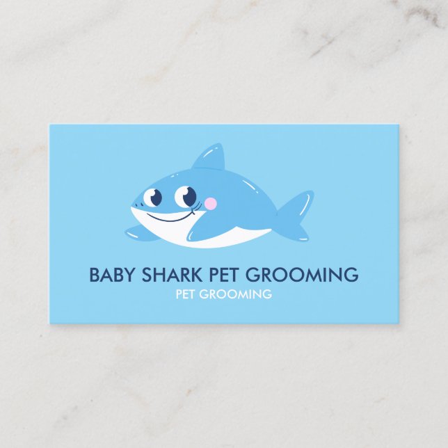 Cartão De Visita Blue Shark Fish | Baby Sitter Care (Frente)