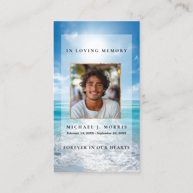 Cartão De Visita Blue Sky Funeral Prayer Card  (Frente)