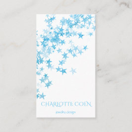 Cartão De Visita Blue Stars Confetti White Delicate Glam