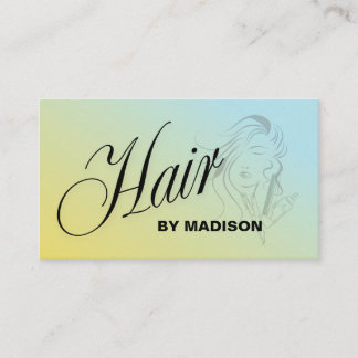 Cartão De Visita Blue Yellow Hair Stylist QR Code  Business Card
