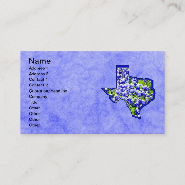 CARTÃO DE VISITA BLUEBONNETS DE TEXAS (Frente)