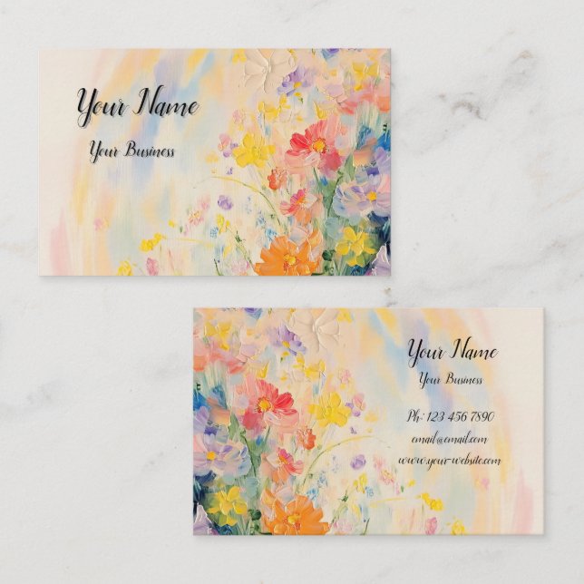 Cartão De Visita Blumenmotiv in Ölfarben (Frente/Verso)