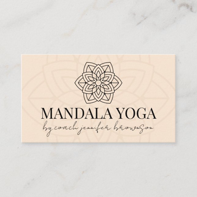 Cartão De Visita Blush Beige Espiritual Yoga Mandala (Frente)
