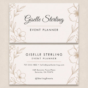 Cartão De Visita Blush Botânico do Planejador de Eventos Elegante P