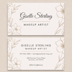 Cartão De Visita Blush Botânico e Bela Artista Preta Makeup