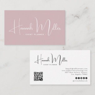 Cartão De Visita Blush Código QR Minimalista Elegante Moderno