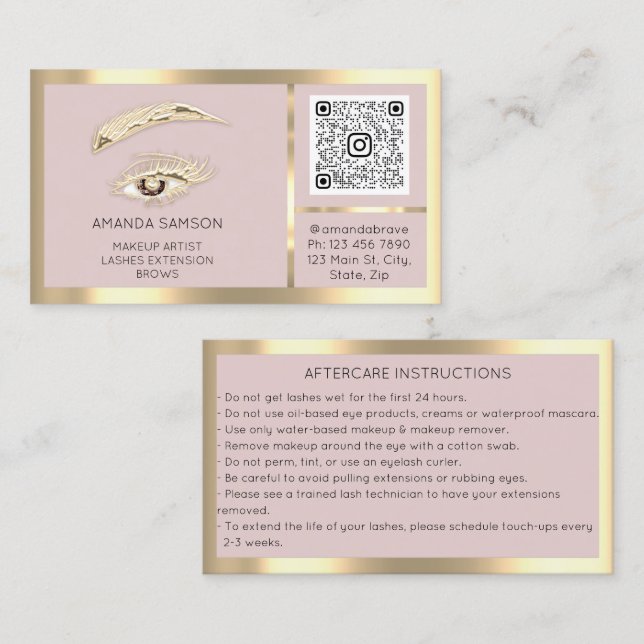 Cartão De Visita Blush de Código Qr de Microlâmina de Eyelash Casta (Frente/Verso)