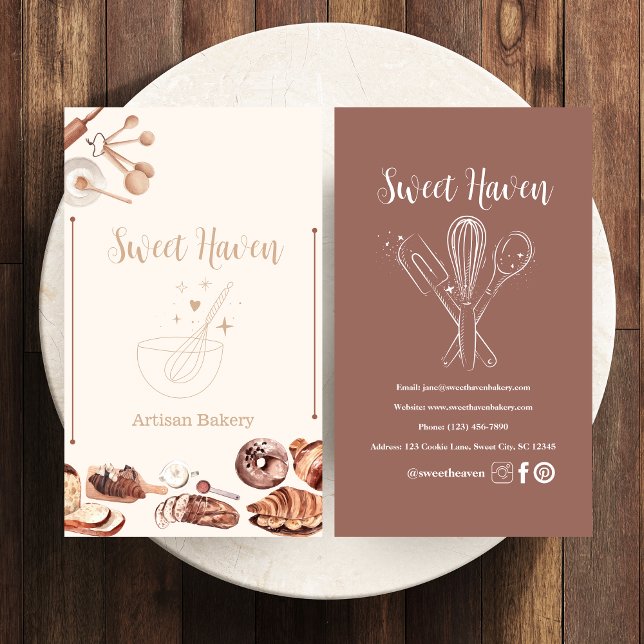 Cartão De Visita Blush de Cozinhar Mínimo Elegante Compartimento Ut (Criador carregado)