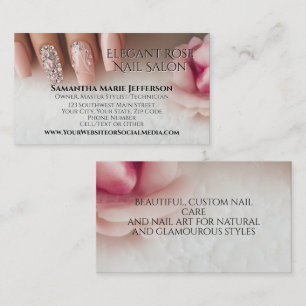Cartão De Visita Blush de Cristal Moderno Salão de Unhas de Manicur