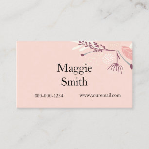 Cartão De Visita Blush Floral, Stylist De Cabelo