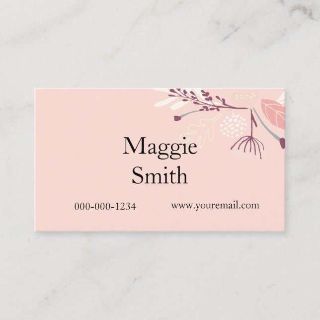 Cartão De Visita Blush Floral, Stylist De Cabelo (Frente)