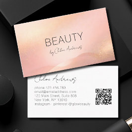 Cartão De Visita Blush Gold Glow Gradient Salon QR Code