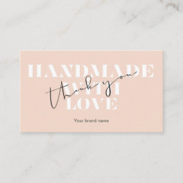Cartão De Visita Blush Handmade With Love Thank You Small Business