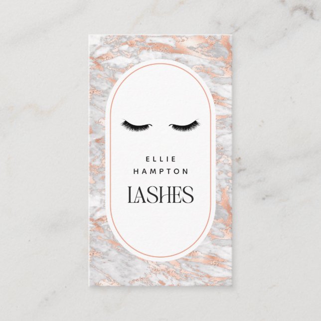 Cartão De Visita Blush Marble Arch Lashes Beleza Personalizável (Frente)