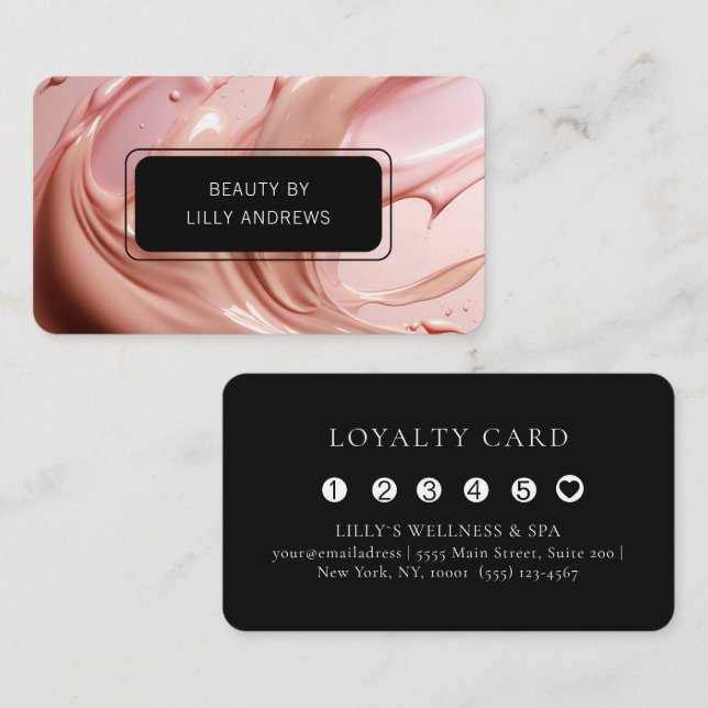 Cartão De Visita Blush Pink Beauty Heart Salon 5 Loyalty Card (Frente/Verso)