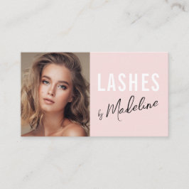 Cartão De Visita Blush Pink Black Script Photo Lashes Studio
