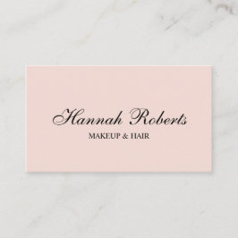 Cartão De Visita Blush Pink Black Script Social QR Code Hair Makeup