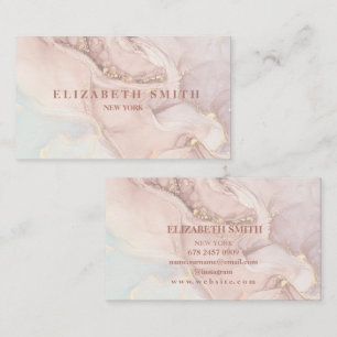 Cartão De Visita Blush pInk e dourado Marble