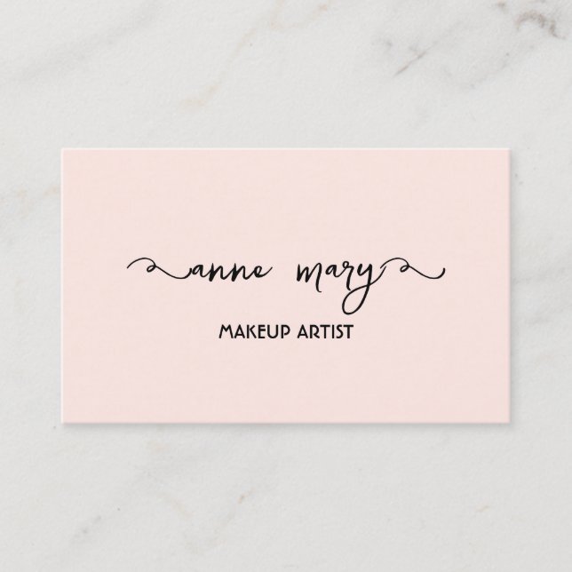 Cartão De Visita Blush Pink Girly Makeup Artist Salon Trendy (Frente)