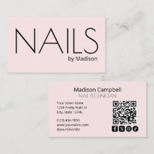Blush Pink Moderno Ícone Social QR Code Unhas