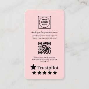 Cartão De Visita Blush Pink QR Avaliações Trustpilot Feedback Per