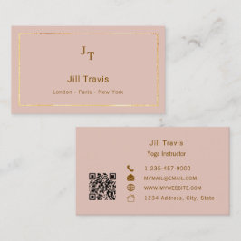 Cartão De Visita Blush pink QR code Business Card