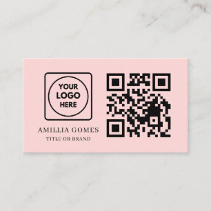 Cartão De Visita Blush Pink QR   Design de Contato Feminino Minimal