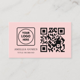 Cartão De Visita Blush Pink QR | Minimal Feminine Contact Design