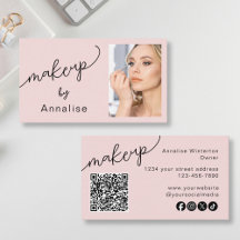 Blush Pink Script Social Icon QR Code Photo Makeup