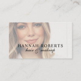 Cartão De Visita Blush Pink Script Social QR Code Photo Hair Makeup