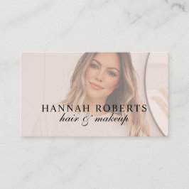 Cartão De Visita Blush Pink Script Social QR Code Photo Hair Makeup