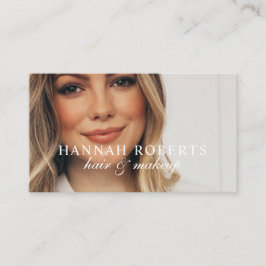 Cartão De Visita Blush Pink Script Social QR Code Photo Hair Makeup