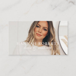 Cartão De Visita Blush Pink Script Social QR Code Photo Hair Makeup