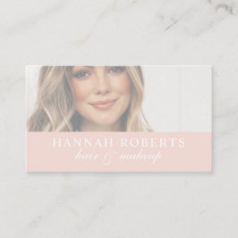 Cartão De Visita Blush Pink Script Social QR Code Photo Hair Makeup