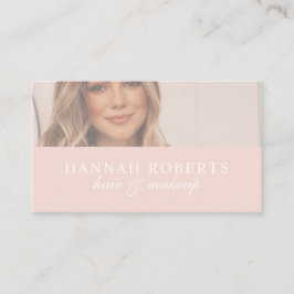 Cartão De Visita Blush Pink Script Social QR Code Photo Hair Makeup