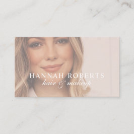 Cartão De Visita Blush Pink Script Social QR Code Photo Hair Makeup