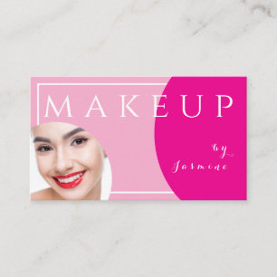 Cartão De Visita Blush Rosa Fúcsia Branco Caps Foto Maquiagem